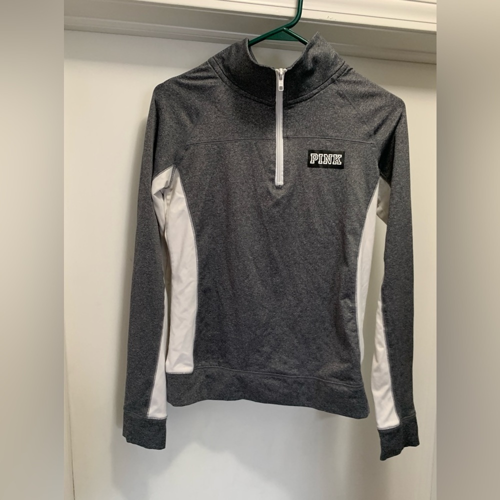 PINK Gray quarter zip pullover